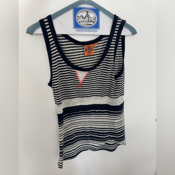 Tory Burch Navy and White Striped Tank Top - Picture 1 of 7
